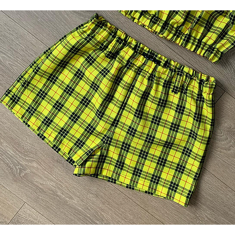 DANIELLE Yellow Tartan Shorts