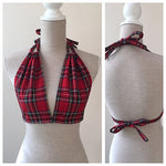 APRIL Red Tartan Backless Bra Halter