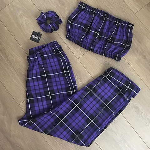 VIOLET Purple Tartan Trousers ONLY