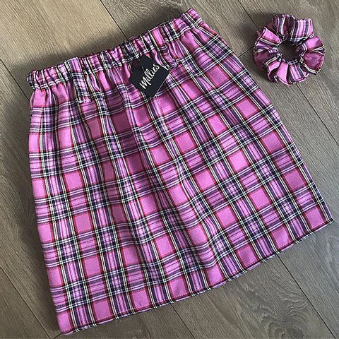 JERRY Pink Tartan Skirt