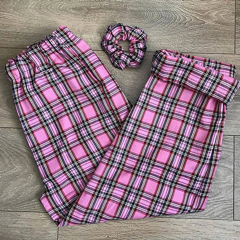 JERRY Pink Tartan Trousers