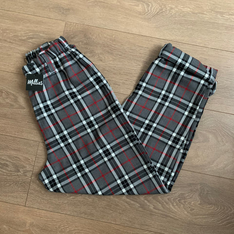 LILIANNA Grey/Red Tartan Trousers