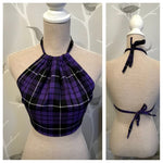 VIOLET Purple Tartan Backless Halter