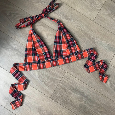 CIARA Orange Tartan Bow Back Bra