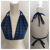 WILLOW Blue Tartan Backless Bra Halter