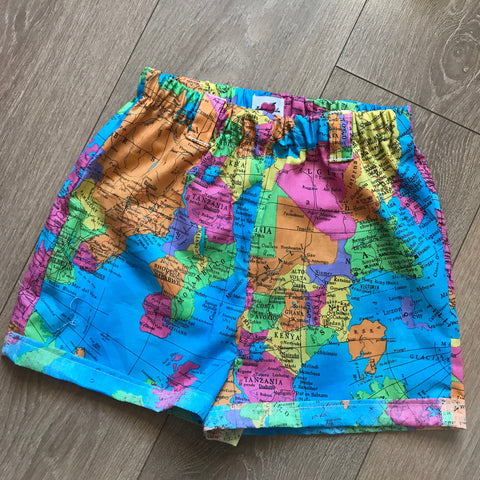 GLOBAL Map Print 100% Cotton Shorts