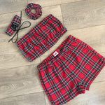 APRIL Red Tartan Bandeau & Shorts Set