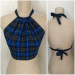 WILLOW Blue Tartan Backless Halter