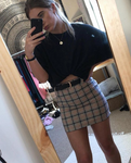 ELIZA Cream Tartan Skirt