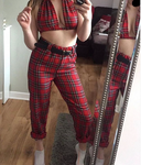 APRIL Red Tartan Backless Bra Halter