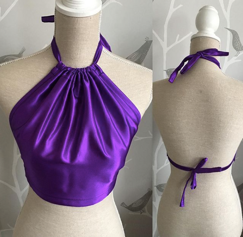 TIA Purple Satin Backless Halter