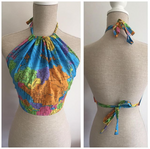 GLOBAL Map Print 100% Cotton Backless Halter