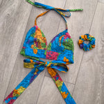 GLOBAL Map Print 100% Cotton Bow Back Bra