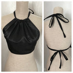 RAVEN Black Satin Backless Halter