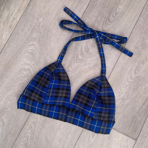 WILLOW Blue Tartan Bow Back Bra