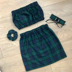 ROWAN Green/Navy Bra & Skirt Set