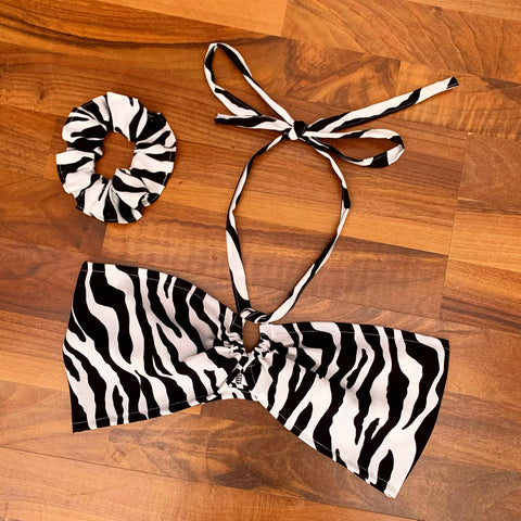 ZEBRA 100% Cotton Peekaboo Bandeau & Scrunchie