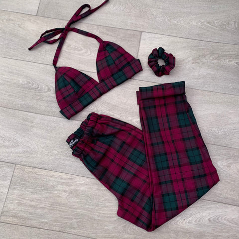 Hayley Purple/Green Bow Back Bra & Trousers Set