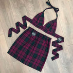 HAYLEY Purple/green Tartan Bra & Skirt Set