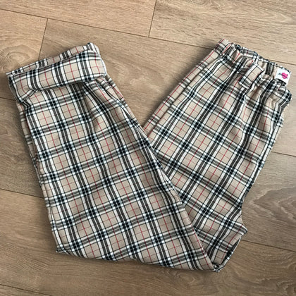 ELIZA Cream Tartan Trousers