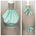 FLINT Mint Satin Backless Halter